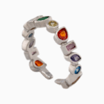 shoucka Multicolor Gem Eternity Ring | Silver-Tone Adjustable