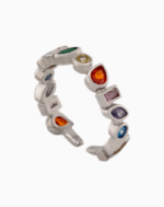 shoucka Multicolor Gem Eternity Ring | Silver-Tone Adjustable