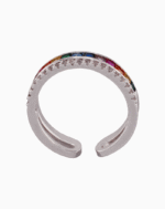 shoucka Double Band Rainbow & Pavé Ring | Silver-Tone Adjustable