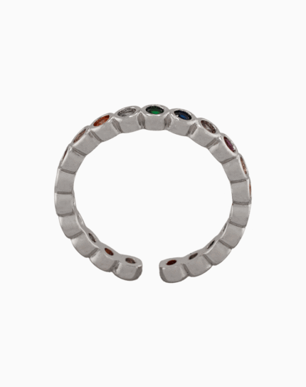 shoucka Rainbow Bezel Eternity Ring | Silver-Tone Adjustable