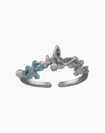 shoucka Women's Butterfly & Floral Branch Ring | Silver-Tone Adjustable