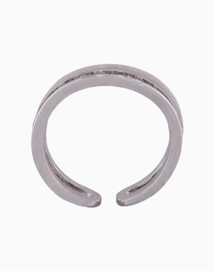 shoucka Women's Baguette & Enamel Double Band Ring | Silver-Tone Adjustable