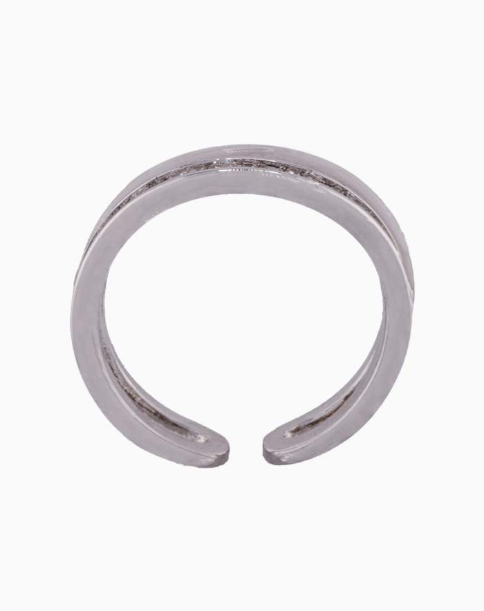 shoucka Women's Baguette & Enamel Double Band Ring | Silver-Tone Adjustable