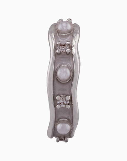shoucka Classic Pearl & Crystal Wave Ring | Silver-Tone Adjustable