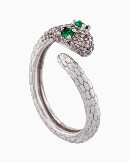 shoucka Pave Crystal Snake Ring | Silver-Tone Adjustable