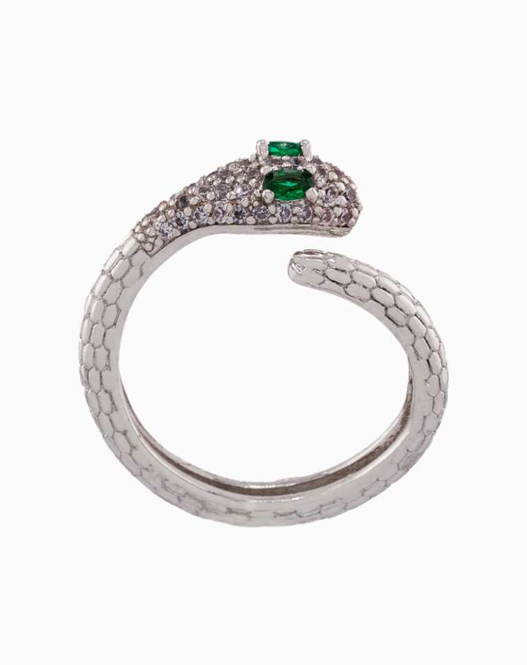 shoucka Pave Crystal Snake Ring | Silver-Tone Adjustable