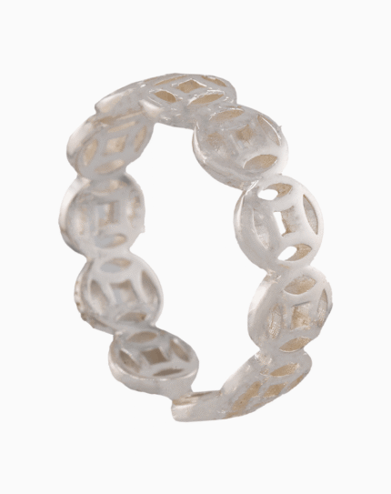 shoucka Feng Shui Coin Band Ring | Silver-Tone Adjustable