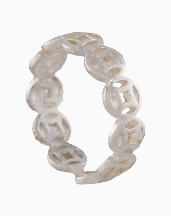 shoucka Feng Shui Coin Band Ring | Silver-Tone Adjustable