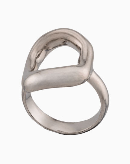 shoucka Chunky Abstract Knot Ring | Matte Silver-Tone Statement Ring