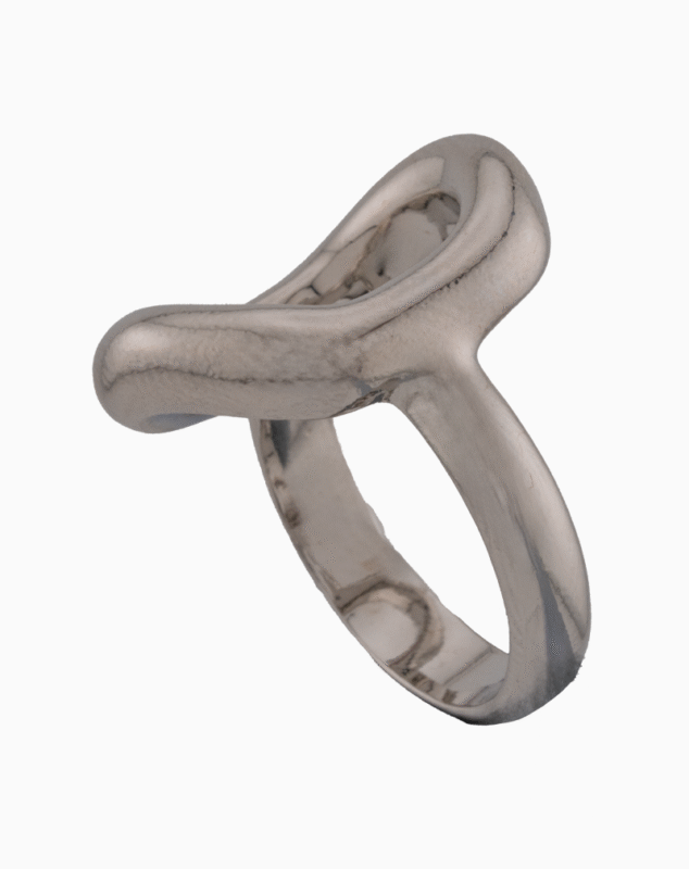 shoucka Chunky Abstract Knot Ring | Matte Silver-Tone Statement Ring