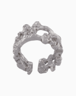 shoucka Organic Molten Texture Ring | Silver-Tone Statement Cuff Ring