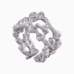 shoucka Organic Molten Texture Ring | Silver-Tone Statement Cuff Ring