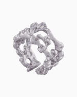 shoucka Organic Molten Texture Ring | Silver-Tone Statement Cuff Ring