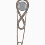 shoucka Elegant Infinity Brooch with Gray Pearl & Crystals