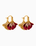 Two-tone Pink & Red Petal Drop Earrings with Crystals