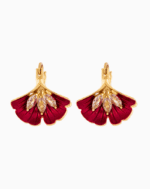 Two-tone Pink & Red Petal Drop Earrings with Crystals