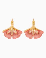Two-tone Pink & Red Petal Drop Earrings with Crystals