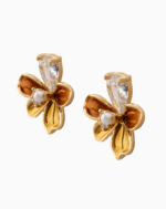 Shooka Orchid Flower Stud Earrings with Crystal and Pearl