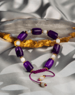 دستبند مردانه با یشم بنفش و صدف