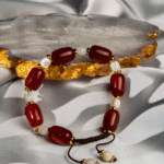 Women’s Red Agate and Shell Beaded Bracelet