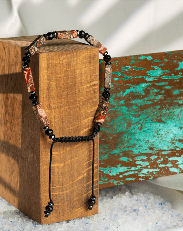 Women’s Crazy Lace Agate Tube Bead Bracelet