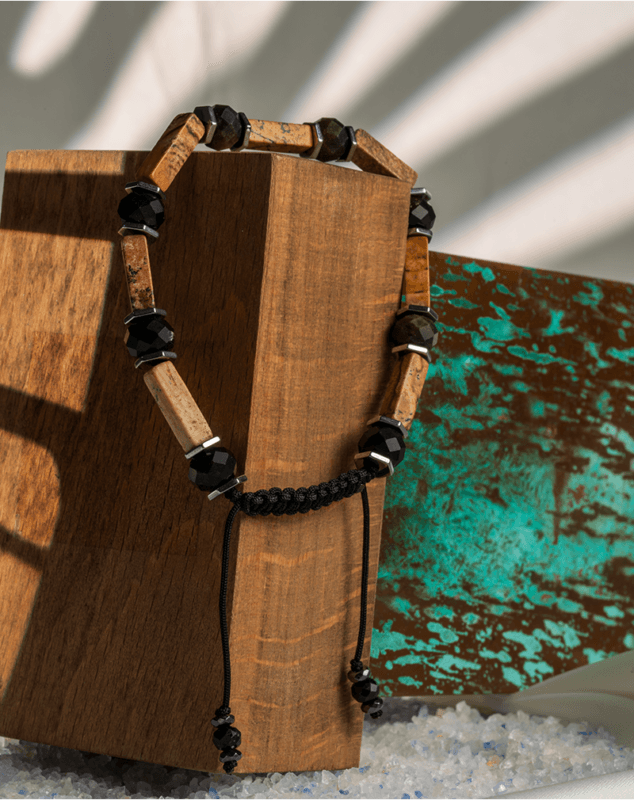 Women’s Picture Jasper & Onyx Tube Bead Bracelet