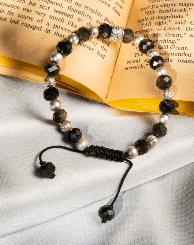 Men’s Golden Obsidian & Black Onyx Stone Bracelet