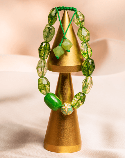 دستبند زنانه شوکا مدل سبز طبیعی بند کشویی