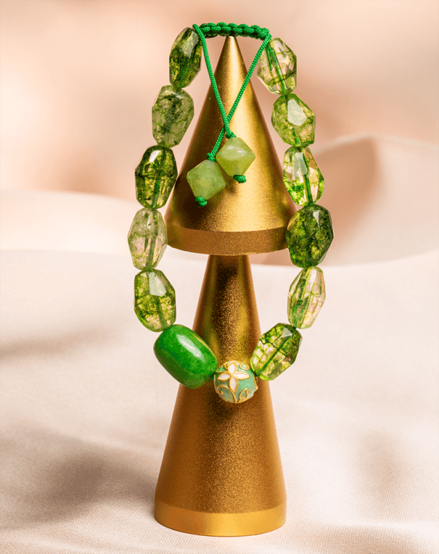 دستبند زنانه شوکا مدل سبز طبیعی بند کشویی