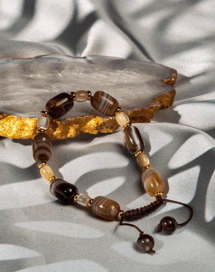 دستبند مردانه طرح عقیق و صدف