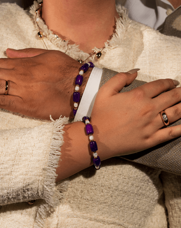 ست زوج دستبند استوانه‌ای بنفش شوکا | نماد هماهنگی و عشق