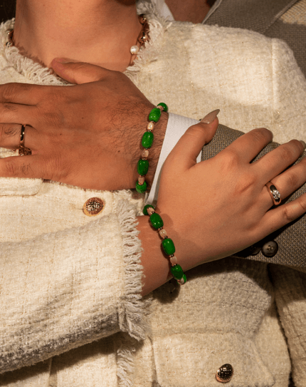 ست زوج دستبند استوانه‌ای سبز شوکا | نماد آرامش و هماهنگی