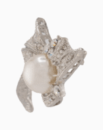 Women’s Pearl & Crystal Ribbon Brooch