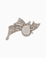 Women’s Pearl & Crystal Ribbon Brooch