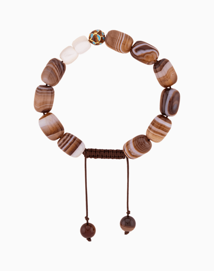 Men’s Banded Agate & Shell Stone Bracelet