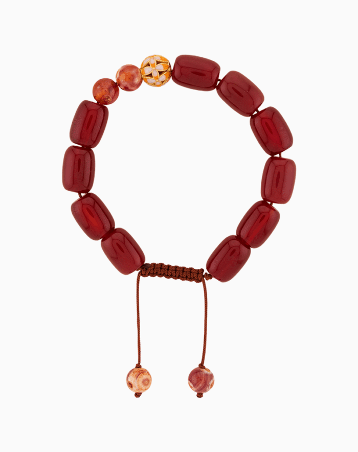 Men’s Natural Agate Stone Bracelet with Enamel Bead