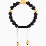 Women’s Faceted Onyx Bracelet with Gold Accents