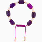 دستبند مردانه با یشم بنفش و صدف