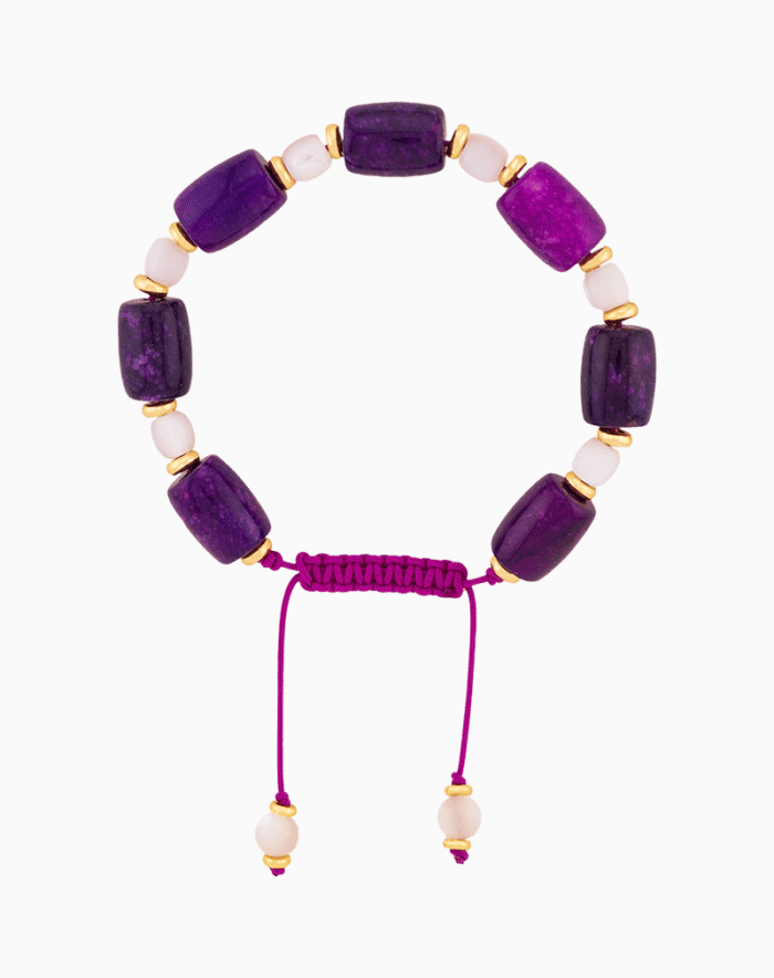Men’s Purple Jade and Shell Statement Bracelet
