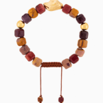 Men’s Natural Mookaite Jasper Bracelet with Gold Accent