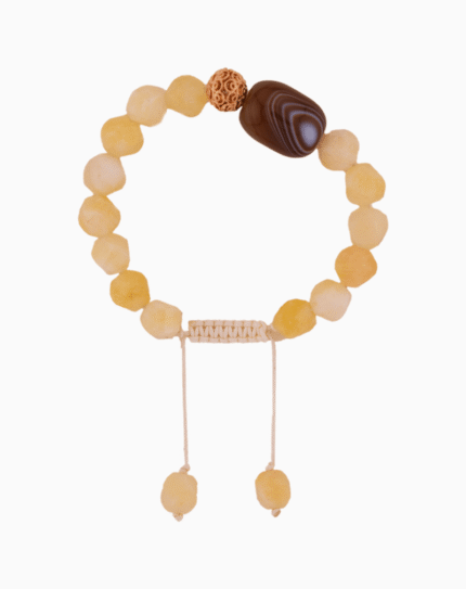 Men’s Yellow Quartz and Agate Bracelet with Rose Gold Bead