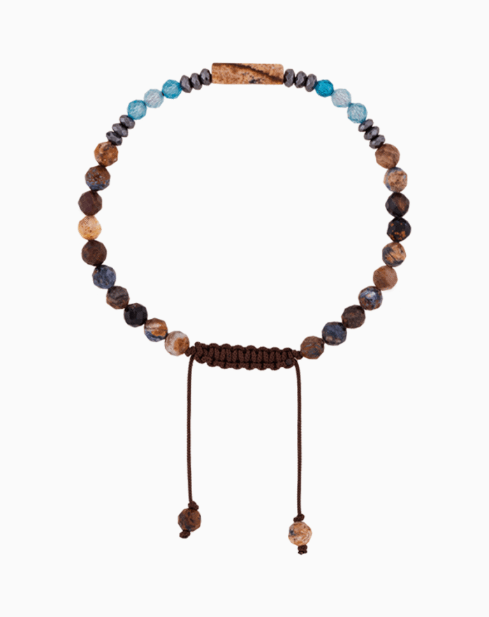 Pietersite & Picture Jasper Beaded Bracelet for Men
