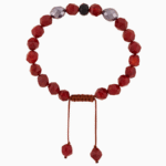 Men’s Natural Red Agate & Hematite Faceted Stone Bracelet