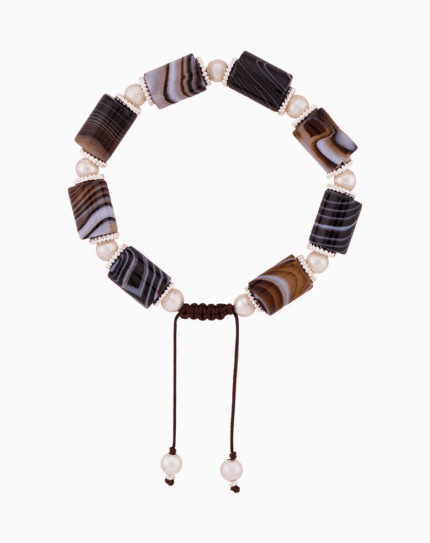 Men’s Banded Agate and Pearl Bracelet