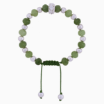 Men’s Natural Green Jade Stone & Silver Bead Bracelet