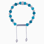 Men’s Natural Blue Apatite Stone & Silver Bead Bracelet