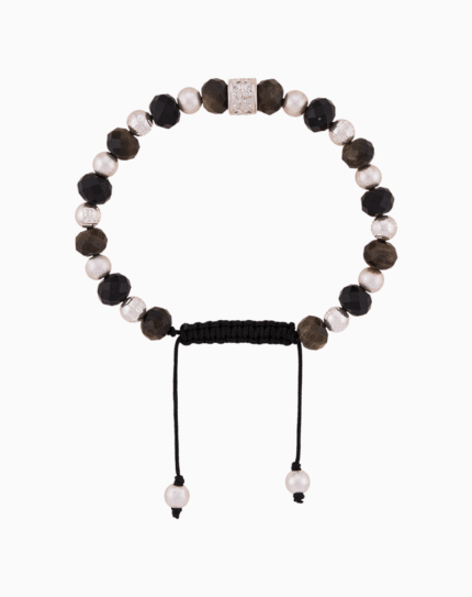 Men’s Golden Obsidian & Black Onyx Stone Bracelet