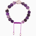 Women’s Faceted Amethyst and Pearl Bracelet with Silver Accent