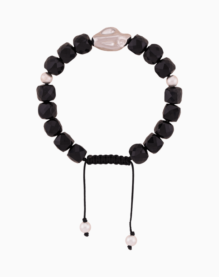 Men’s Modern Onyx Bracelet with Silver & Pearl Accents