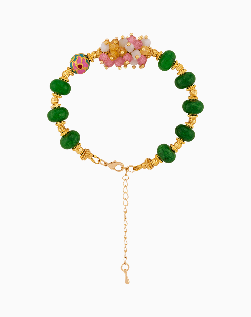 دستبند زنانه شوکا مدل Jade Garden – ترکیب سنگ جید سبز و کریستال رز دستبند زنانه شوکا مدل Jade Garden – ترکیب سنگ جید سبز و کریستال رز